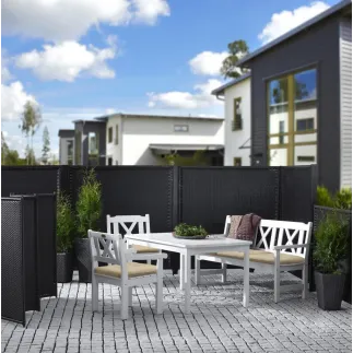 Køb plus polyrattan hegn vedligeholdelsesfri se pris homeshop.dk Sort hegn polyrattan